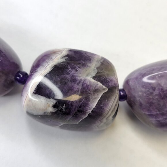 Chunky Amethyst Purple hued Fashion Gemstone Necklace - Picture 10 of 11